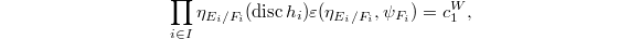 $$\prod_{i\in I}\eta_{E_i/F_i}(\disc h_i)\varepsilon(\eta_{E_i/F_i}, \psi_{F_i})=c_1^W,$$